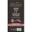 Tablette chocolat noir noisettes 71% Dardenne 180g