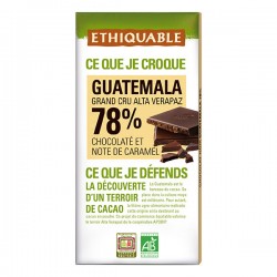 Chocolat noir 78% cacao Guatemala BIO 100g Ethiquable