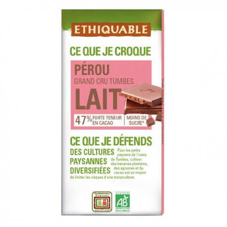 Chocolat lait 50% cacao Madagascar BIO 100g