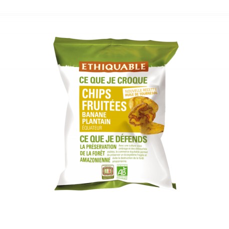 Ethiquable Chips fruitées banane plantain Equateur BIO 85g